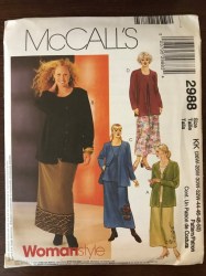 2988 MCCALLS KNIT CARDIGAN, SLEEVELESS TOP, EMBELLISHED LONG SKIRT PATTERN 18W-24W UNCUT